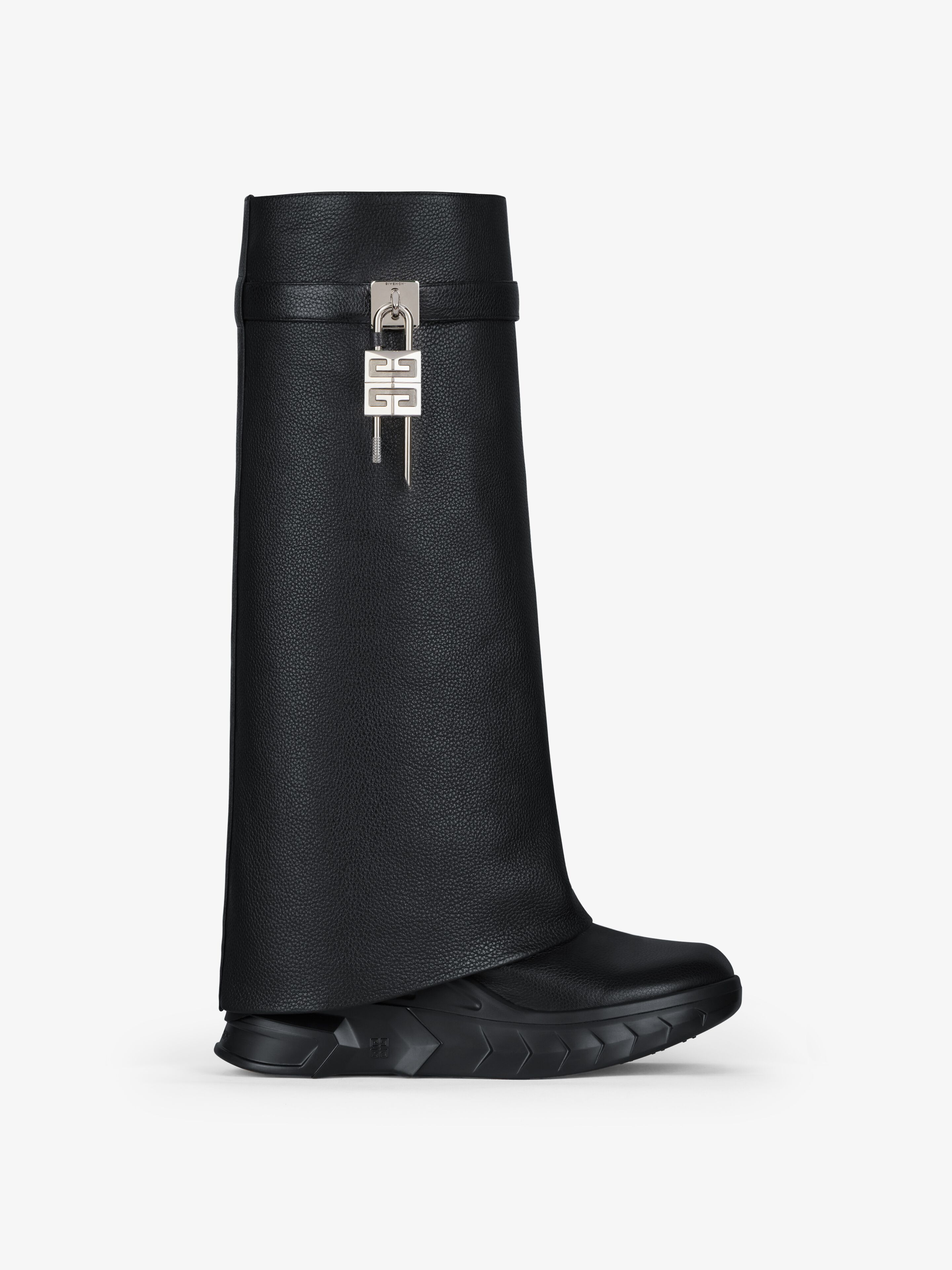 Shark Lock Biker boots in grained leather